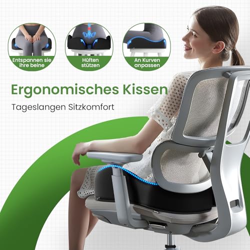 A-Pce Memory Foam Sitzkissen, Komfortkissen für Bürostuhl, Ergonomisches Sitzkissen für Zuhause, Büro und Auto, Autositzkissen zum Fahren, rutschfeste Basis