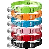 Upgraded Version 6 Pack Reflective Cat Collars with Bell,Breakaway Safety Kitten Collar,Adjustable 7