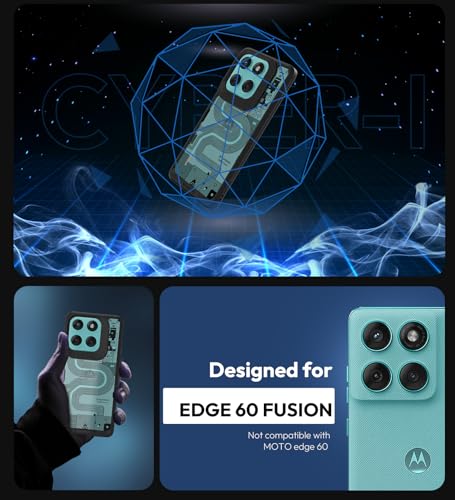 Image of KAPAVER Impulse Back Cover Case Compatible for Motorola Edge 60 Fusion (PC + TPU) (Cyber-i-Black)