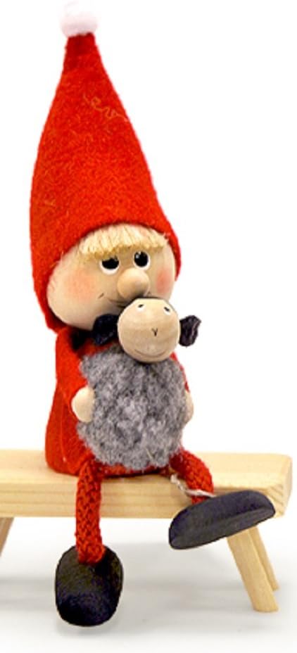 Nordic Boy with Black Sheep Gnome Christmas Tree Ornament Nisse Tomte Tonttu