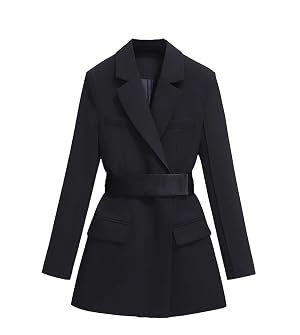 Women Blazers Spring Autumn Elegant Suit Dress Wrapped Waist Dress Loose Jacket