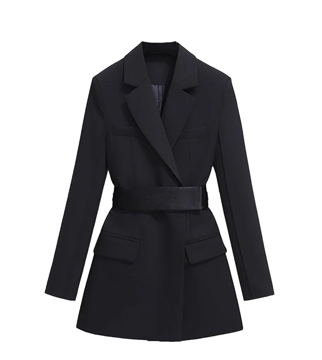 Women Blazers Spring Autumn Elegant Suit Dress Wrapped Waist Dress Loose Jacket