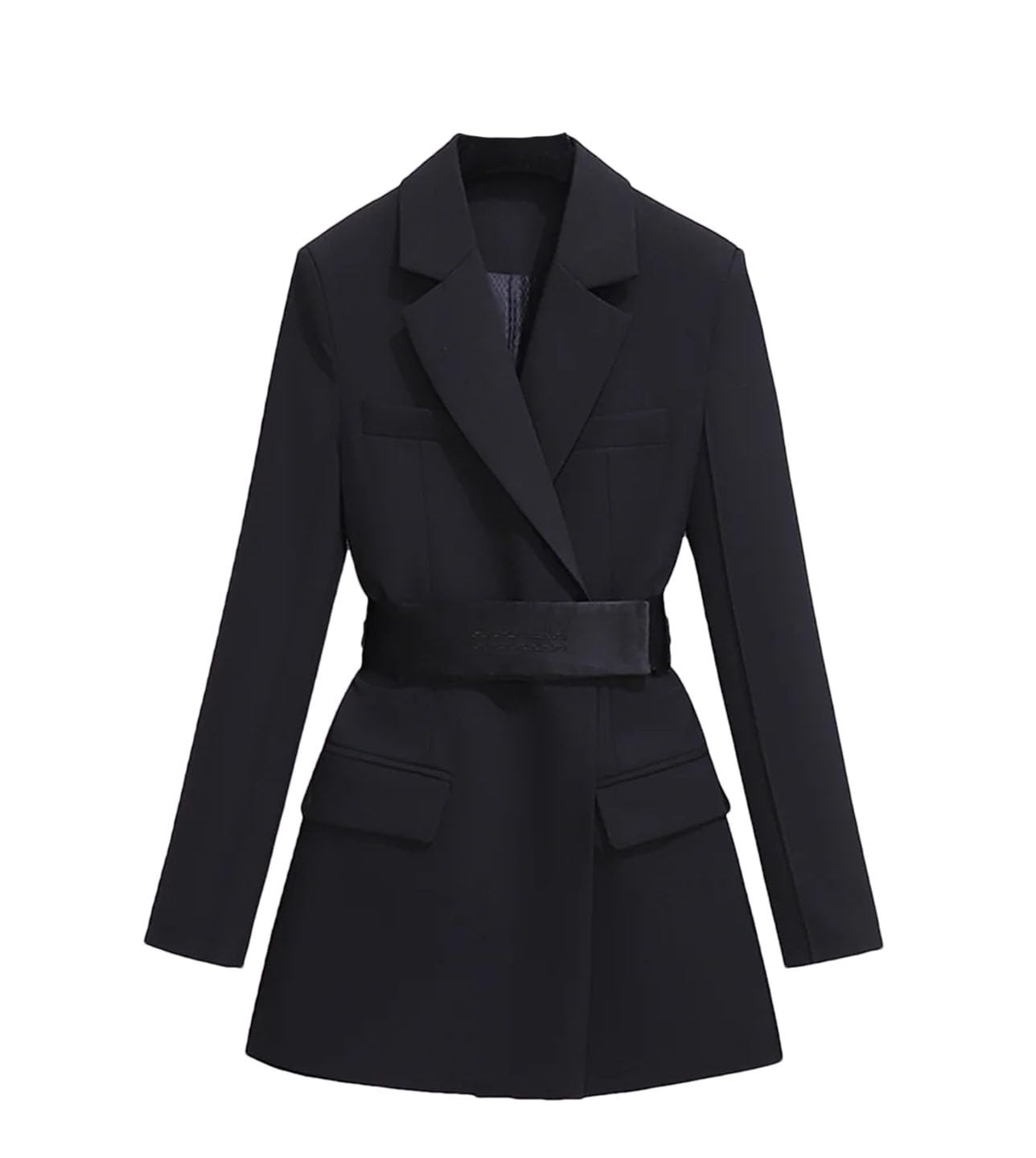 Women Blazers Spring Autumn Elegant Suit Dress Wrapped Waist Dress Loose Jacket