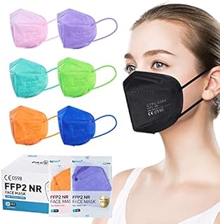 Nufasion FFP2 Mask 20 Pack CE0598 Certification EN149 standard FFP2/KN95 Face Mask Individually Packed 5-Ply Protective Disposable FFP2 Mask Coloured High filter rate Respirator Superb Breathability
