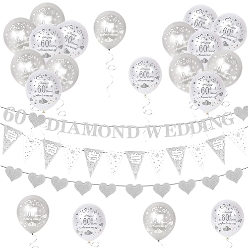 60th Wedding Anniversary Decoration Diamond Wedding Decorations Supplies for 60th Anniversary Parties Suitable for Couples to Use on Their Memorial Day.