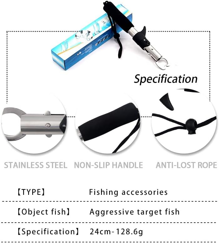 Miniatura 5 de Kit de herramientas de pesca, báscula digital de mano, agarrador de labios de peces de acero inoxidable, herramienta de extracción de anzuelos de