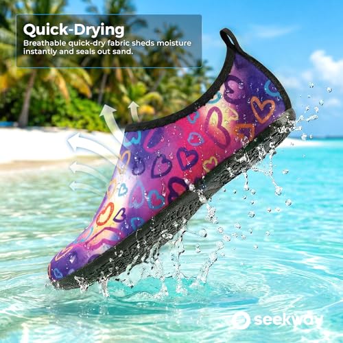 Image of SEEKWAY Water Shoes Women Men Adult Quick-Dry Aqua Socks Barefoot Non Slip for Beach Swim River Pool Lake surf Black SK002(U)