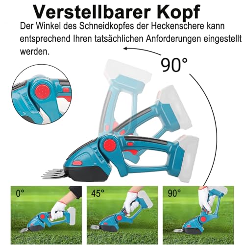 Akku Heckenschere für Makita 18V Akkus,2-in-1 Akku-Grasschere und Strauchschere mit 2x2,0 Ah Batterien & Ladegerät,Tragbar Gartenschere Elektrische Heckenschere für Hof,Garten,Rasen
