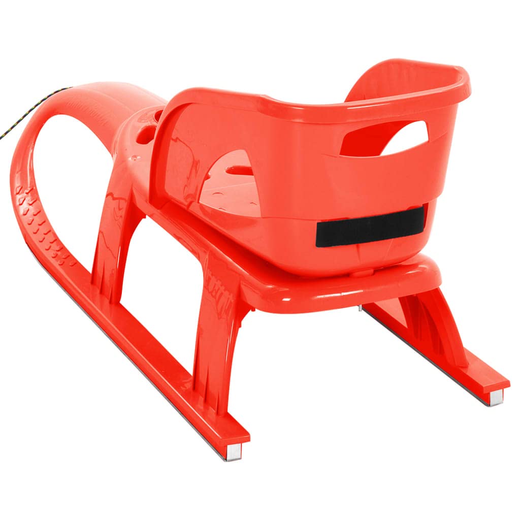 Schlitten mit Lehne und Zugseil, Kinder Rodel aus robustem Polypropylen, Schneeschlitten mit Stahlkufen, 102,5x40x23 cm, Blau