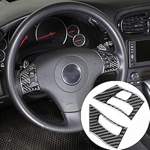 PIUGILH Car Steering Wheel Button Frame Cover Trim, Carbon Fiber Sport Style Steering Wheel Cover Stickers Interior Accessories Decal for Corvette C6 Z06 ZR1 2005-2013 (Black)