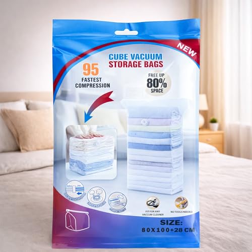 Image of CLAPONE 1 Pack Vacuum bags for clothes /Space Vacuum Bags for Travel & Home /Vacuum Sealer Bags /Comforters /Blankets /Bedding Bags /Storage Bags /Pillow Storage Bag (Size 80X100)