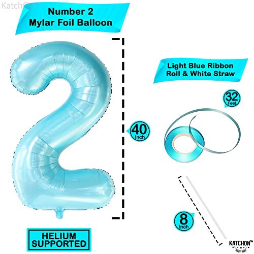 Image of KatchOn Light Blue Number 2 Balloon 40 Inch