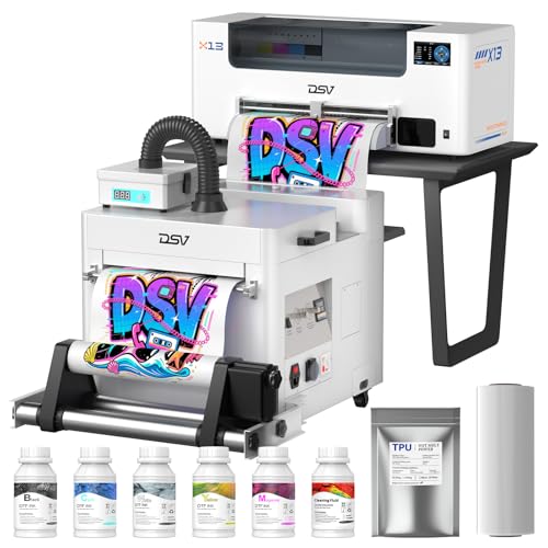 Image of DSV A3 Plus F1080 DTF Printer with Shaker Oven&Air Purifier,24 /7 Auto-Maintenance&White Circulation,5'' LED Multi-Function Touch Screen, 2X Speed Print Compared to L1800, 2-Year Free Ink