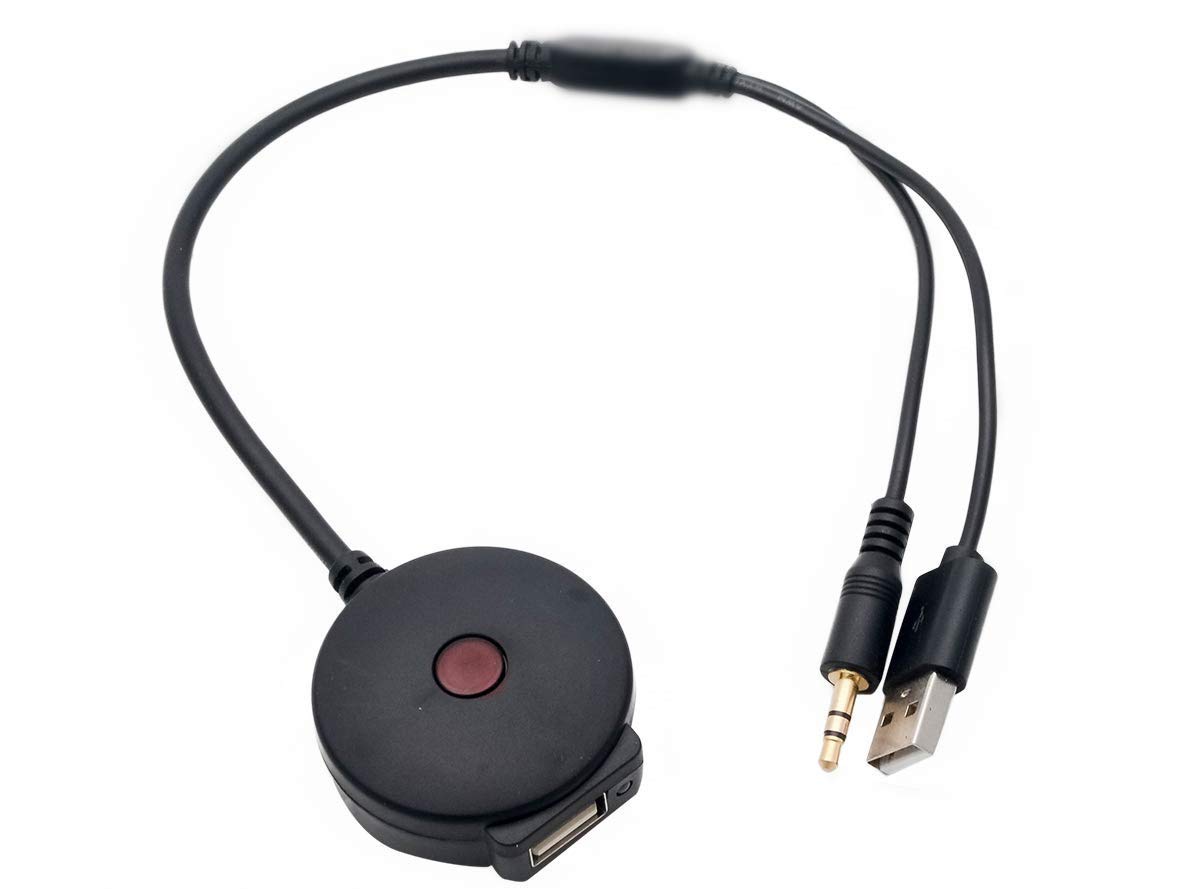 JetStar Compatible for Bluetooth Music Streaming Adapter o Cable Receiver 3.5mm Car AUX Power Port for Mini Coopers AC926 Black