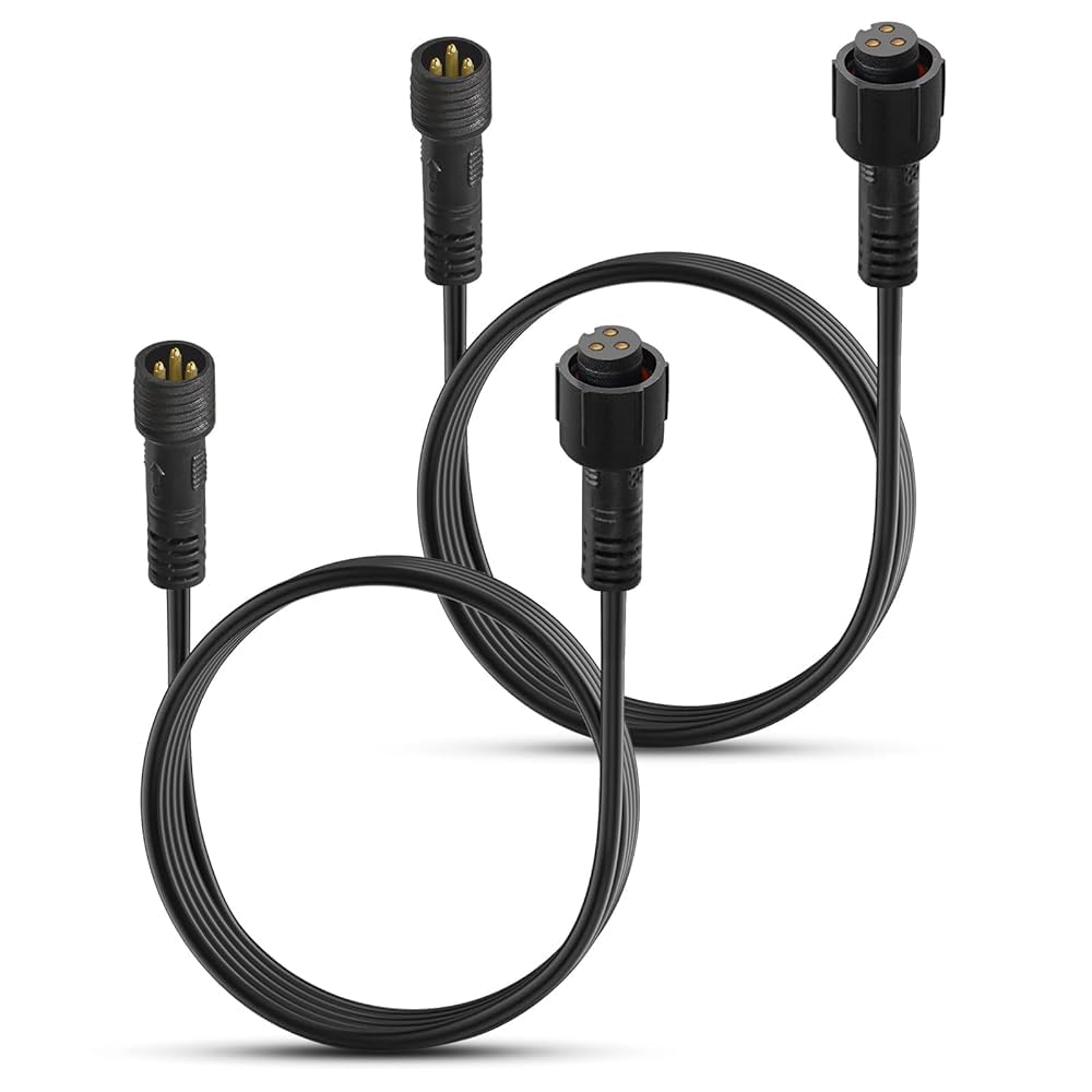 UTVJATV 2 PCS 10FT 3 Pin RGB Rock Light Extension Cable, Rock Light Extension Wire with Male and Female Connectors