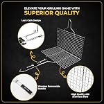 UPGRILLZ Fish Grill Baskets for Outdoor Grill Vegetables, Fish Grilling rack for Grill, BBQ Grilling Basket, Stainless steel Grill Basket for Veggies, shrimp Includes 50 skewers, Silicon Brush, and Carry Bag
