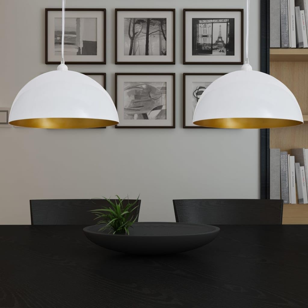 vidaXL Lampy sufitowe, 2 szt., regulowana długość, półokrągłe, białe