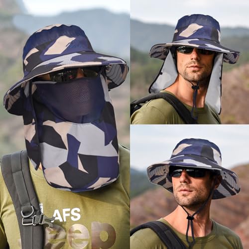 Image of Sun Hats for Men Women Fishing Hat UPF 50+ Breathable Wide Brim Summer UV Protection Hat