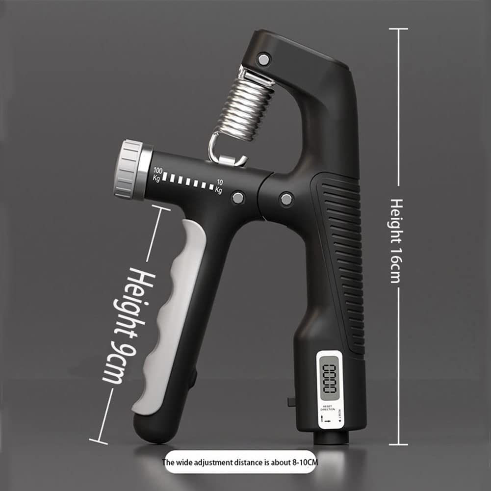 Yuikome Poignée De Musculation électronique – Force Réglable 10-100 Kg, Compteur Numérique, Noir, Pour Renforcement Des Mains