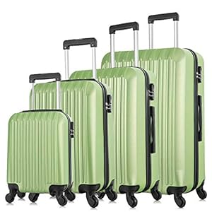 4 Piece Luggage Sets Hard Shell Lightweight ABS Luggage Suitcase with Durable Spinner Wheels 16″ 20″ 24″ 28″ (Green)
