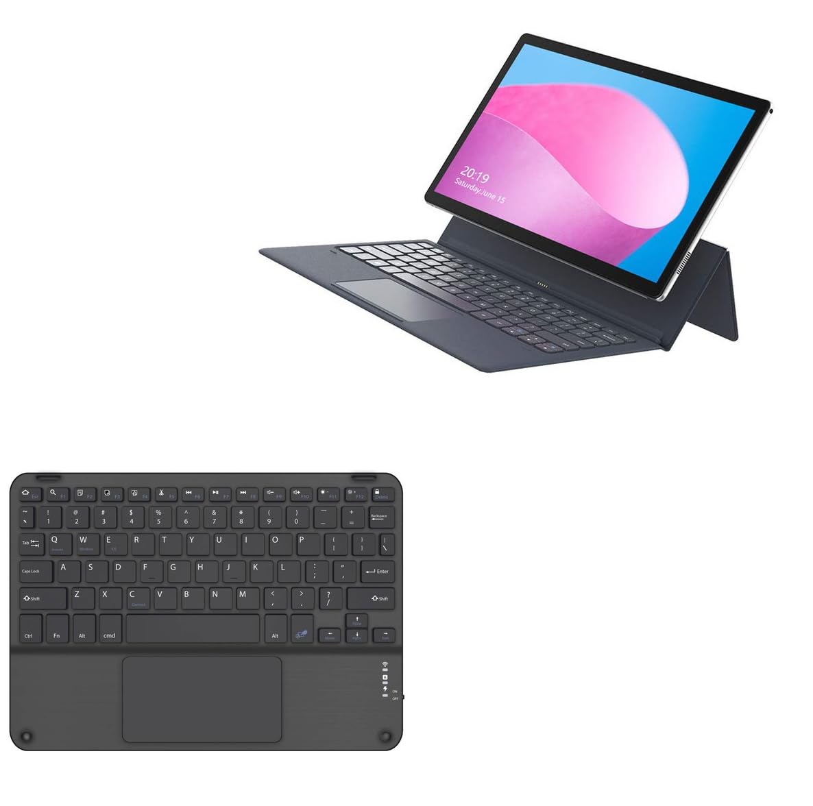 BoxWave Keyboard Compatible with Alldocube nuvision - SlimKeys Bluetooth Keyboard with Trackpad, Portable Slim TouchPad - Jet Black