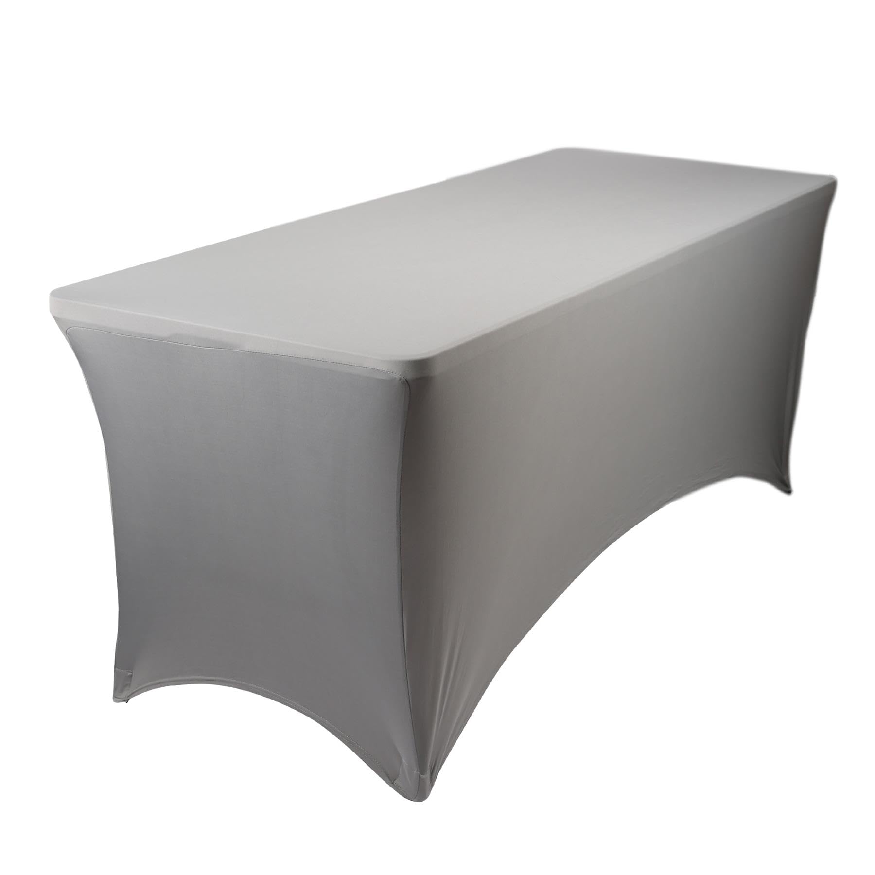 Harbour Housewares Rectangular Spandex Fitted Tablecloth - 6ft (180cm) - Grey - 1x Elasticated Stretchy Outdoor Garden Folding Display Party Dining Trestle Table Cloth Cover with Stretch