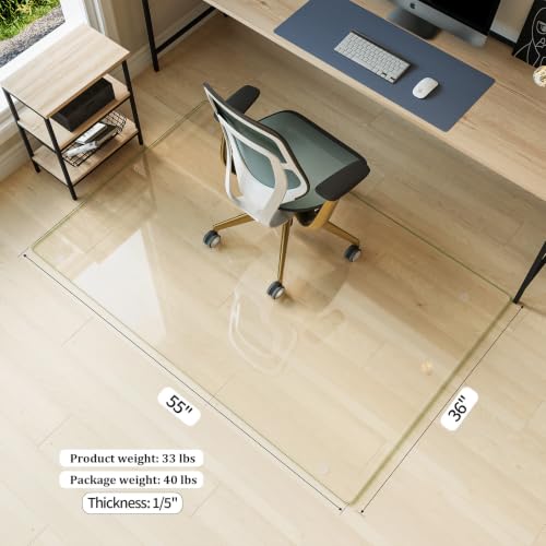 Image of Koonmi 36 inch x 55 inch Office Chair Mat for Hardwood Floors & Carpets