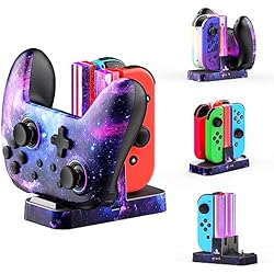 Cargador Nintendo Switch Coppel NexiGo Cargador Mejorado para Nintendo Switch y Switch OLED, Base de Carga para Joy-Cons y Pro Controller con Cable de Carga USB Tipo C e Indicador LED