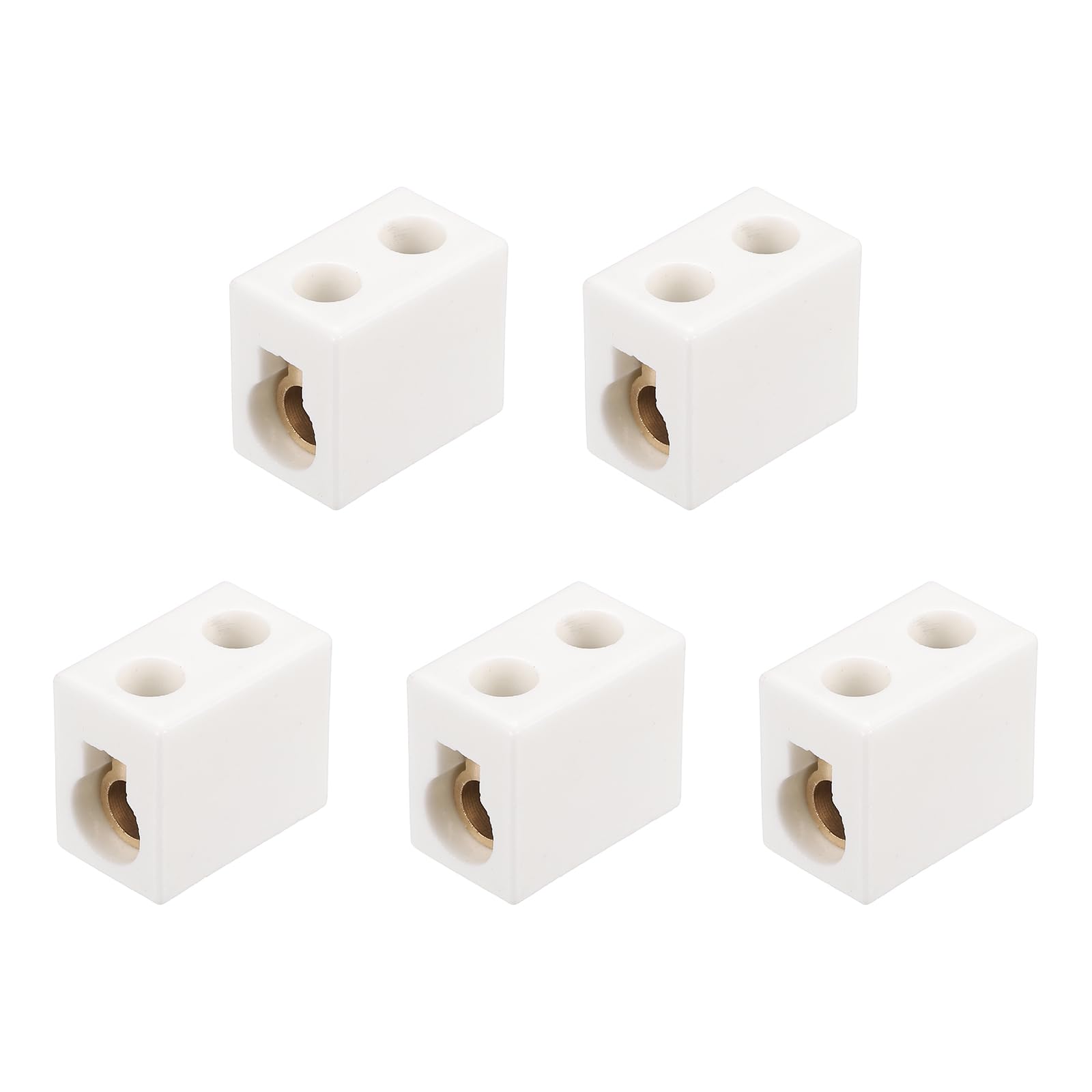 sourcing map Lot de 5 borniers en céramique à 1 voie - 60 A 110 V-600 V - Connecteurs électriques en porcelaine et céramique avec conducteurs en laiton - 32 x 20 x 28 mm - Pour câble électrique
