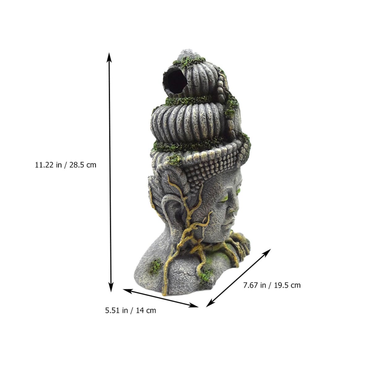 Sosoport 2 Pièces Imitation Tête De Bodhisattva Dragon Aquatique Grotte Cachette D'aquarium Reptile Terre Cuite Ornement D'aquarium De Plein Air Pierres D'aquarium Serpent Réservoirs Résine