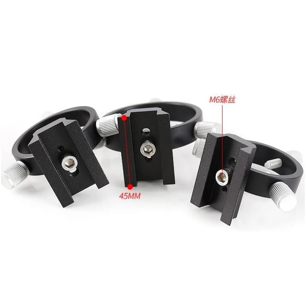 Accessori per telescopi Set di anelli guida da 80 mm, anello guida astronomico a tre punti, 1 piastra, 1 anello, 4 viti, colore rosso e nero Oculare per telescopio(Schwarz)