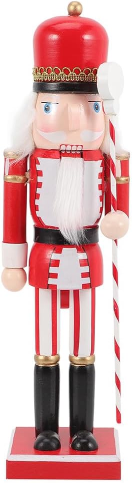 Wooden Nutcrackers Figure: Holiday Nutcracker Soldier with Lollipop Decoration for Christmas Table Mantel Shelves Living Room