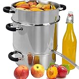 Syntrox Germany mobiler Dampfentsafter aus Edelstahl mit Glasdeckel Dampfgarer Saftpresse Obstpresse mit Heizelement DK-1500W-SS 8.5L