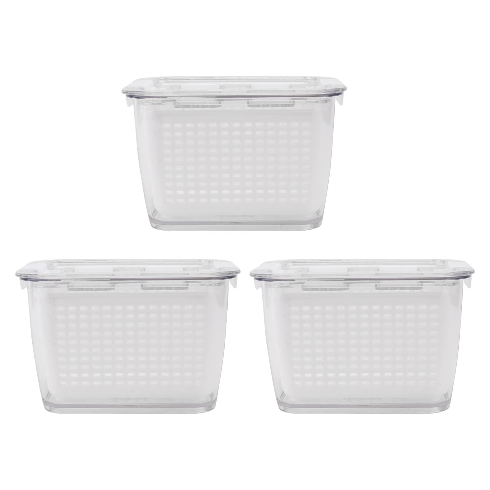 FRCOLOR Contenitore per Alimenti Drenante 3 Pezzi in Plastica Bianco