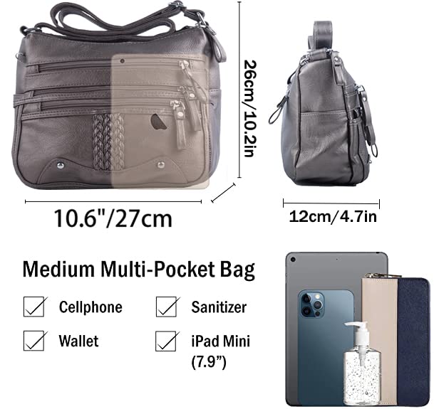 Image of ELDA 10 Pockets Crossbody Purse for Women Medium Pocketbooks Ladies Soft PU Leather Shoulder Bag Ladies Top Handle Satchel