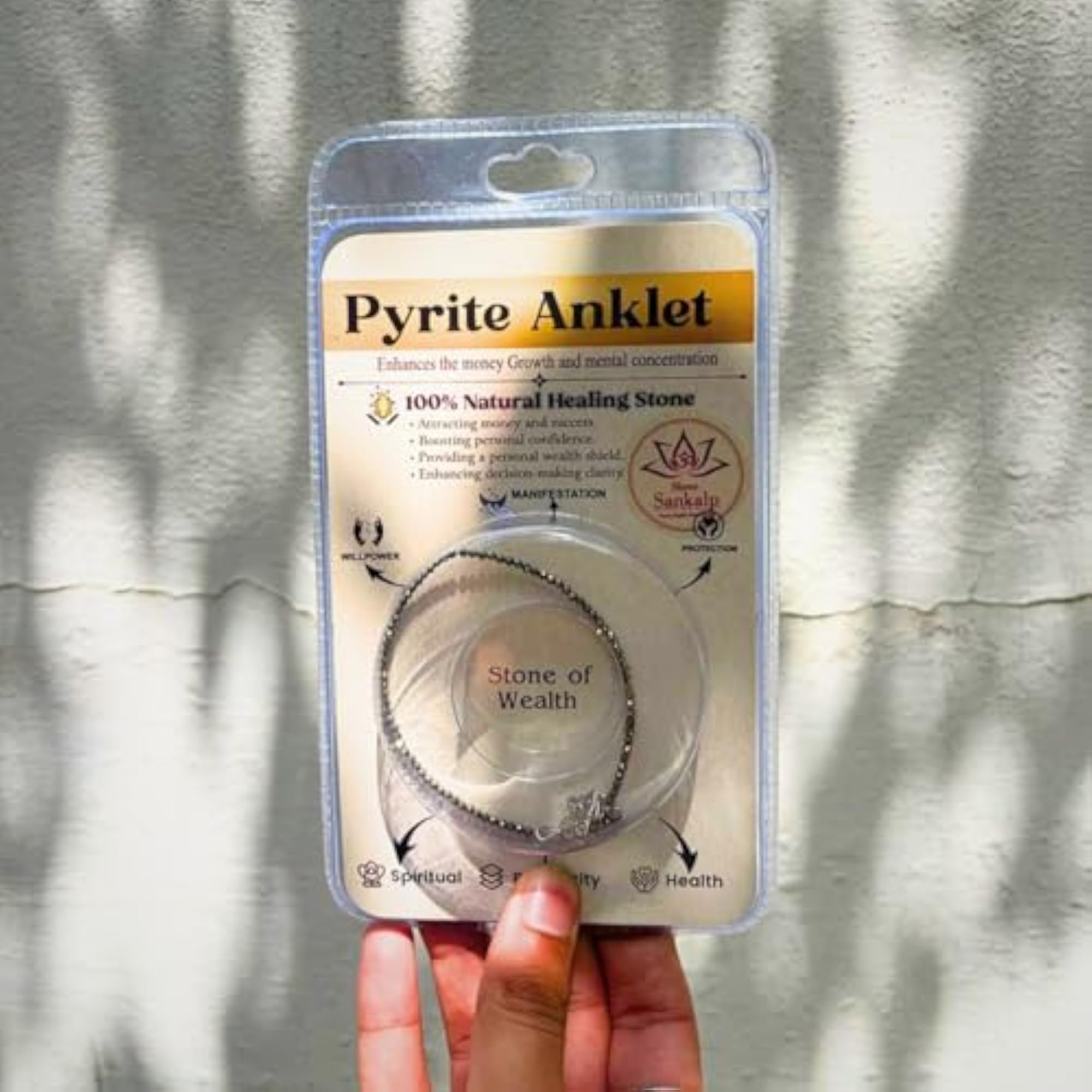 Natural Pyrite Anklet for Confidence & Protection