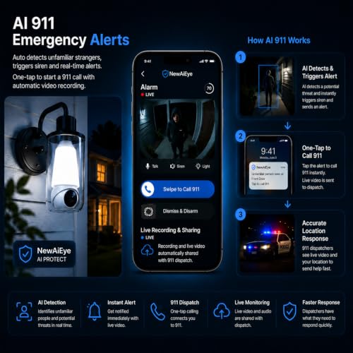 Image of Light Bulb Security Camera, Smart AI Cam 2K HD Outdoor Lightbulb Camera, 5G&2.4G WiFi PTZ Camera, 1000-Lumen LED, Color Night Vision, 911 Emergency Calling, Motion Dection (2Pack)