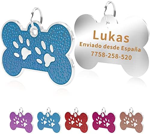 FUSIYU Cat Tags for Pets Engraved, Cat Id Tag Engraved, Pet Tag Engraving, Cat Id Tags, 25 x 25 mm Glitter Bling Pet Tag Engraved Cat, Zinc Alloy, Round, Rose Pink