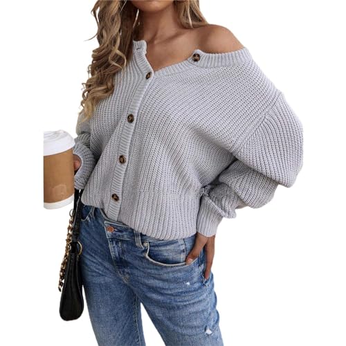 Cárdigan Elegante De Manga Larga para Mujer Suéter Camisa De Punto para Otoño Frente Abierto Y Cierre De Botones Abrigos Cortos De Punto Sueltos Informales Suéteres Cárdigan para Mujer