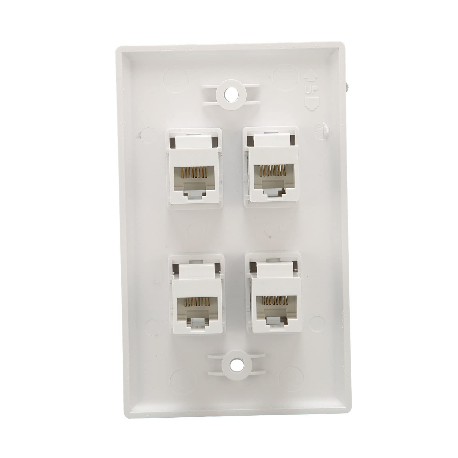 Piastra da Parete Ethernet 4 Porte, Piastra da Parete Jack Keystone Cat6 con Inserto Accoppiatore in Linea Keystone RJ45, da Femmina a Femmina, Bianco
