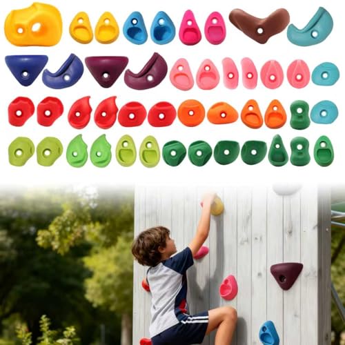 SREHRLY 45 pcs Kids & Adult Rock Climbing Wall Holds