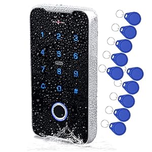 JASAG IP68 Fully Waterproof Fingerprint RFID Keypad Access Control System, 13.56MHz Wiegand 26 Metal Shell Access Controller, NFC Smart Phone Unlock for Home Safe, Outdoor Supported