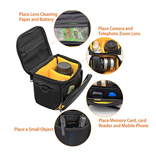 FOSOTO Camera Case Bag Compatible for Canon PowerShot SX420 SX530 M5 M100 Nikon Coolpix L340 B500 L330 L840, Sony Alpha a6000 A6300 HX400, Fujifilm XT20 Waterproof(with Rain Cover)