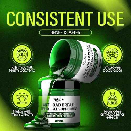 Image of Anti-Bad Breath Herbal Gel - Plant-Based Body Deodorizing Supplement Parsley & Mint - Internal Odor Support Formula, Smooth Daily Herbal Gel, 120g (3)