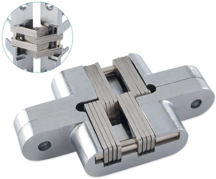 Stainless Steel 180 Degrees Hidden Invisible Folding Cupboard Door Hinge Hardware 2Pcs(NO.5)
