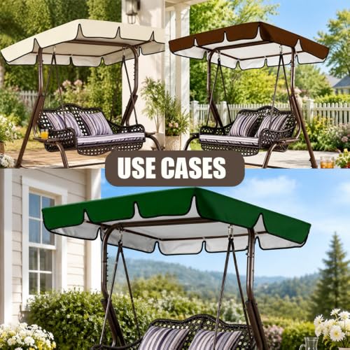 Techo Hollywoodschaukel impermeable y resistente al sol 420D Oxford de 3 plazas beige 8