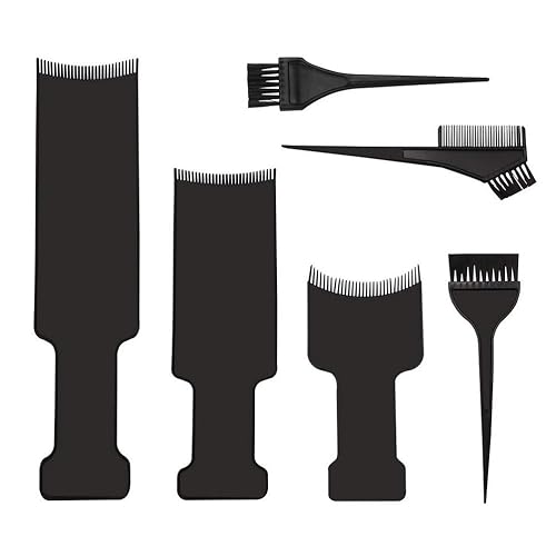 Kit de resaltado de balayage de 6 piezas, tablero de color para el cabello con dientes, láminas y cepillo para teñir y colorear