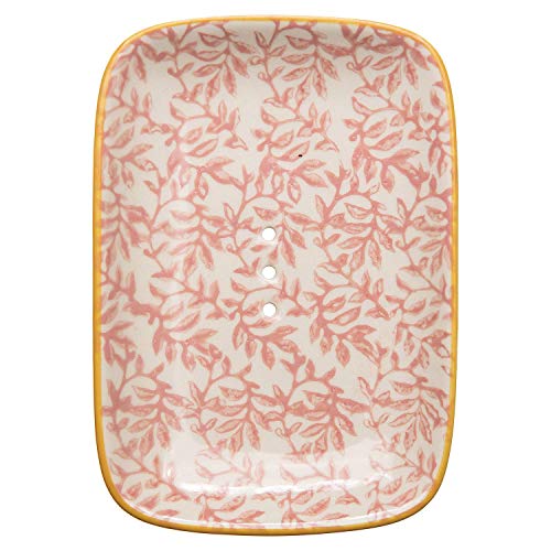 Tranquillo Porte-Savon rectangulaire LIESI en faïence avec des Trous pour l'évacuation de l'eau 13,5 x 9,5 x 2 cm Cover