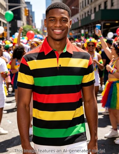 LINOCOUTON Polo para Hombre Día del Orgullo Patriótico Americano Juneteenth Cinco De Mayo Manga Corta miniatura 3