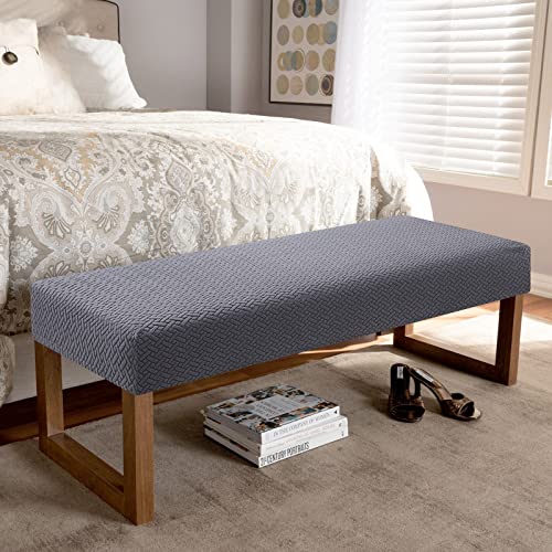 Yisun New Dining Bench Cover, Stretch Wear-Resistant Bench Slipcovers, Anti-Slip Removable Bench Covers For Living Room, Bedroom, Kitchen (Weave Grey) #TOP7